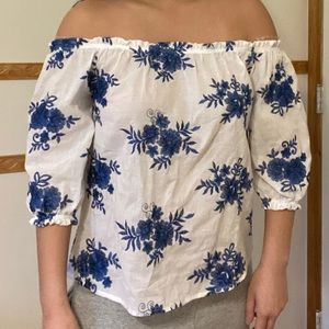 white floral top